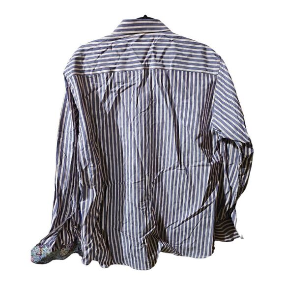TALLIA Blue Striped Paisley Long Sleeve Button Down Shirt - Size Large - Picture 2 of 7
